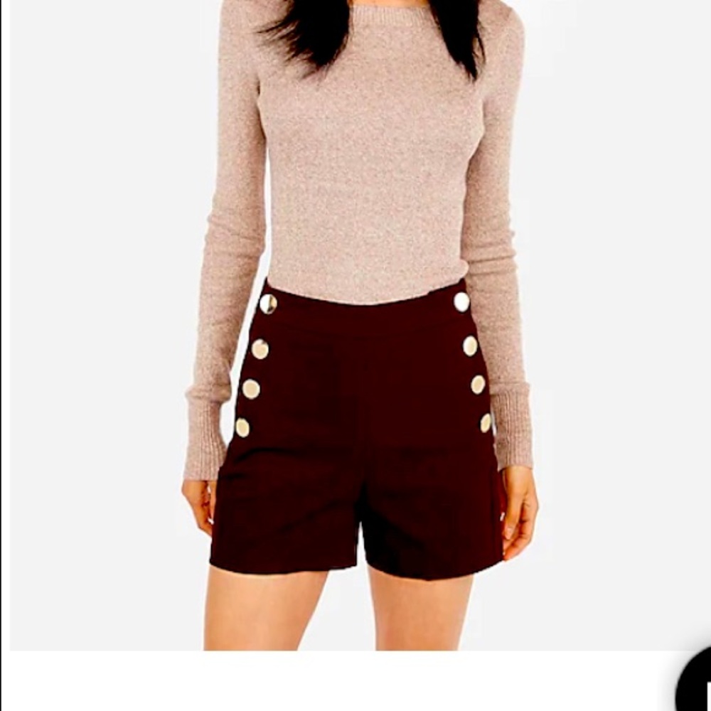 Express high waisted sailor midi shorts with gold buttons